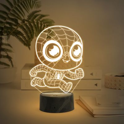 3D Illusion Kids Spiderman Avengers Night Lamp with Warm White Light Birthday Gift for Marvel Fans , Kids Room Decor Light , Gift for Avengers Lovers